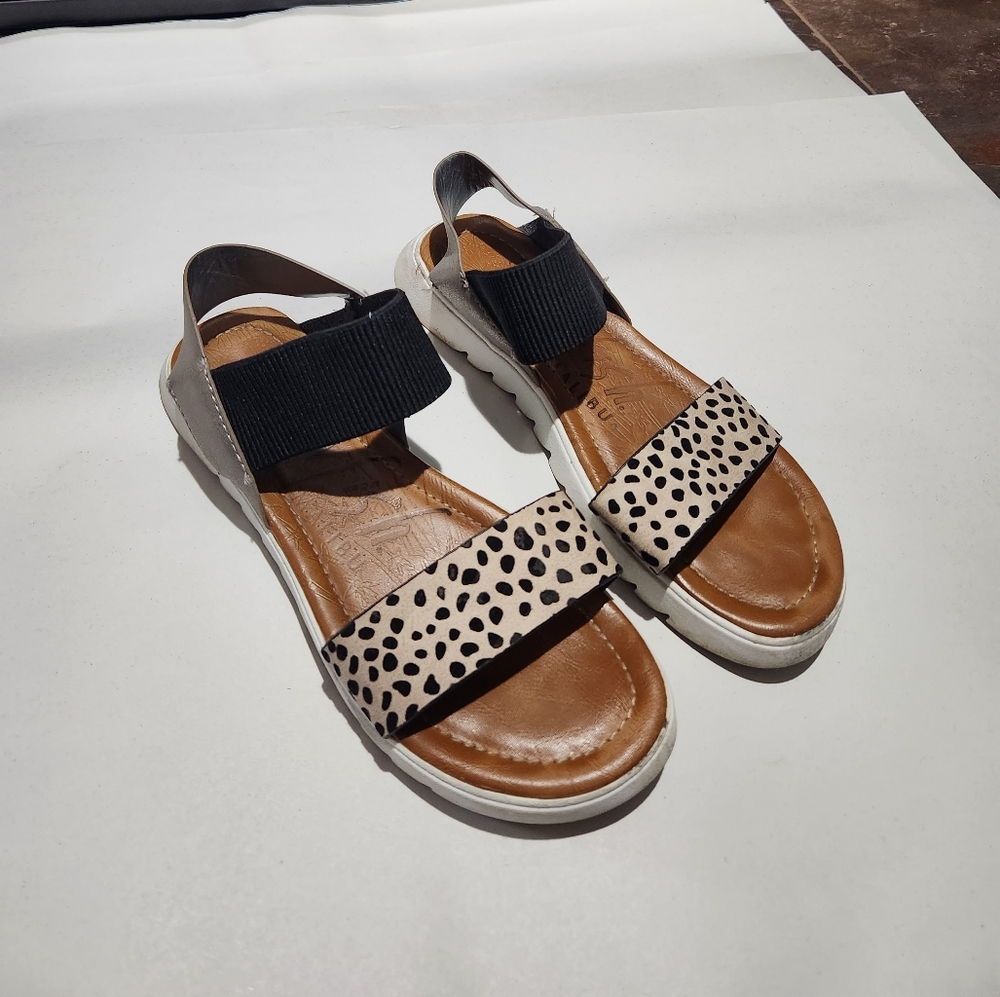Blowfish animal print and metallic sandals